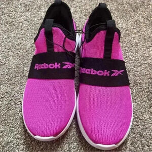 Reebok kids Size 4 Pink Black slip-on Mesh running Walking sneakers Shoes